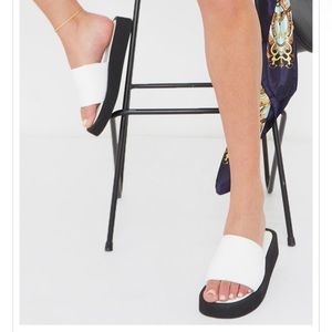 White Square Toe Platform Sandal Size-8